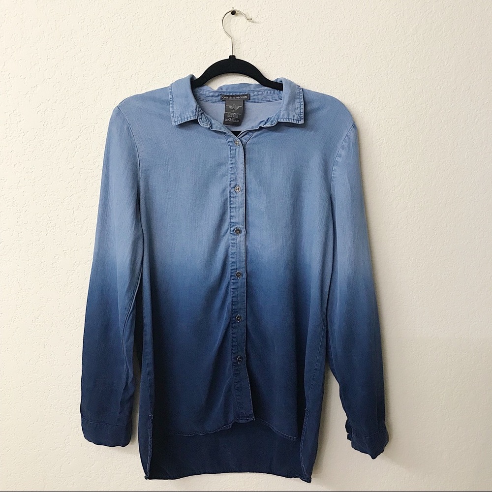 Chelsea & Theodore Denim Dip Dye Chambray Shirt